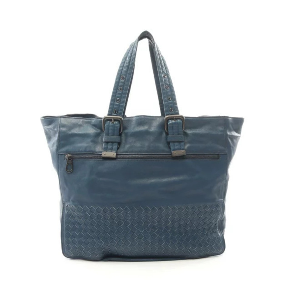Bottega Veneta Intrecciato Tote Bag Leather Blue